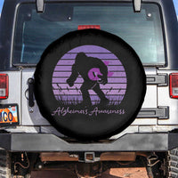 Vintage Bigfoot Alzheimers Awareness Spare Tire Cover Purple Ribbon Support Graphic