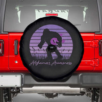 Vintage Bigfoot Alzheimers Awareness Spare Tire Cover Purple Ribbon Support Graphic