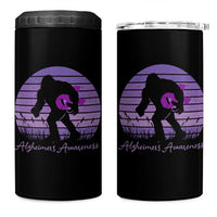 Vintage Bigfoot Alzheimers Awareness 4 in 1 Can Cooler Tumbler Purple Ribbon Support Graphic