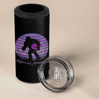 Vintage Bigfoot Alzheimers Awareness 4 in 1 Can Cooler Tumbler Purple Ribbon Support Graphic