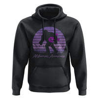 Vintage Bigfoot Alzheimers Awareness Hoodie Purple Ribbon Support Graphic