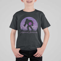 Vintage Bigfoot Alzheimers Awareness T Shirt For Kid Purple Ribbon Support Graphic
