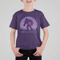 Vintage Bigfoot Alzheimers Awareness T Shirt For Kid Purple Ribbon Support Graphic