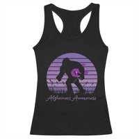 Vintage Bigfoot Alzheimers Awareness Racerback Tank Top Purple Ribbon Support Graphic