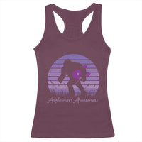 Vintage Bigfoot Alzheimers Awareness Racerback Tank Top Purple Ribbon Support Graphic