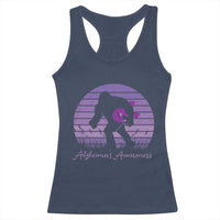 Vintage Bigfoot Alzheimers Awareness Racerback Tank Top Purple Ribbon Support Graphic