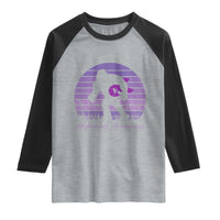 Vintage Bigfoot Alzheimers Awareness Raglan Shirt Purple Ribbon Support Graphic
