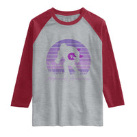 Vintage Bigfoot Alzheimers Awareness Raglan Shirt Purple Ribbon Support Graphic
