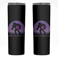 Vintage Bigfoot Alzheimers Awareness Skinny Tumbler Purple Ribbon Support Graphic