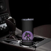 Vintage Bigfoot Alzheimers Awareness Skinny Tumbler Purple Ribbon Support Graphic