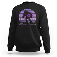 Vintage Bigfoot Alzheimers Awareness Sweatshirt Purple Ribbon Support Graphic