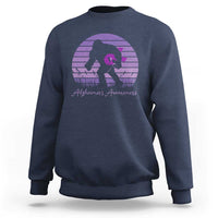 Vintage Bigfoot Alzheimers Awareness Sweatshirt Purple Ribbon Support Graphic