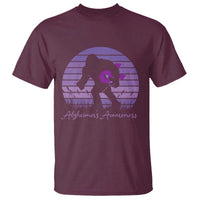 Vintage Bigfoot Alzheimers Awareness T Shirt Purple Ribbon Support Graphic