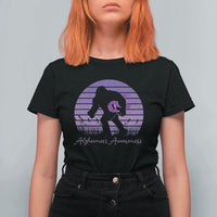 Vintage Bigfoot Alzheimers Awareness T Shirt For Women Purple Ribbon Support Graphic
