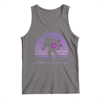 Vintage Bigfoot Alzheimers Awareness Tank Top Purple Ribbon Support Graphic