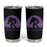 Vintage Bigfoot Alzheimers Awareness Tumbler Cup Purple Ribbon Support Graphic