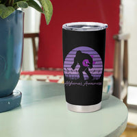 Vintage Bigfoot Alzheimers Awareness Tumbler Cup Purple Ribbon Support Graphic