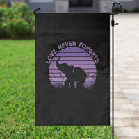 Alzheimer's Awareness Support Garden Flag Vintage Elephant Love Never Forgets