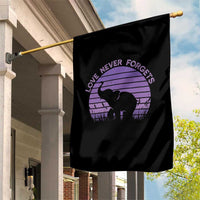 Alzheimer's Awareness Support Garden Flag Vintage Elephant Love Never Forgets