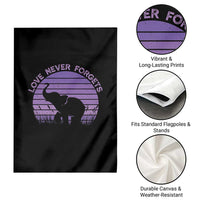 Alzheimer's Awareness Support Garden Flag Vintage Elephant Love Never Forgets
