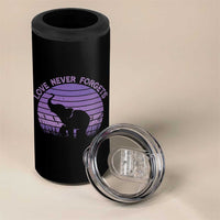 Alzheimer's Awareness Support 4 in 1 Can Cooler Tumbler Vintage Elephant Love Never Forgets