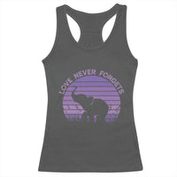 Alzheimer's Awareness Support Racerback Tank Top Vintage Elephant Love Never Forgets