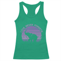 Alzheimer's Awareness Support Racerback Tank Top Vintage Elephant Love Never Forgets