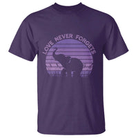 Alzheimer's Awareness Support T Shirt Vintage Elephant Love Never Forgets