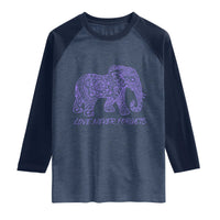 Love Never Forgets Elephant Mandala Raglan Shirt Animal Lover Gift