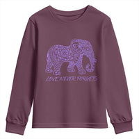 Love Never Forgets Elephant Mandala Youth Sweatshirt Animal Lover Gift
