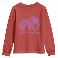 Love Never Forgets Elephant Mandala Youth Sweatshirt Animal Lover Gift