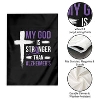 My God Is Stronger Than Alzheimers Garden Flag Christian Purple Ribbon Faith Support
