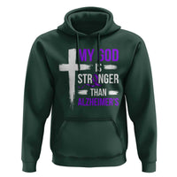 My God Is Stronger Than Alzheimers Hoodie Christian Purple Ribbon Faith Support
