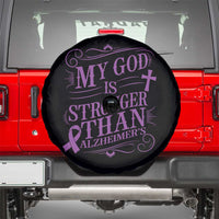 My God Is Stronger Than Alzheimers Spare Tire Cover Faith Hope Purple Ribbon Graphic
