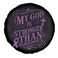 My God Is Stronger Than Alzheimers Spare Tire Cover Faith Hope Purple Ribbon Graphic