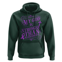 My God Is Stronger Than Alzheimers Hoodie Faith Hope Purple Ribbon Graphic