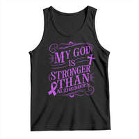 My God Is Stronger Than Alzheimers Tank Top Faith Hope Purple Ribbon Graphic