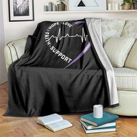 Alzheimers Awareness Heart Heartbeat Purple Ribbon Throw Blanket Hope Love Faith Support