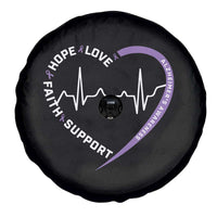 Alzheimers Awareness Heart Heartbeat Purple Ribbon Spare Tire Cover Hope Love Faith Support