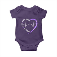 Alzheimers Awareness Heart Heartbeat Purple Ribbon Baby Onesie Hope Love Faith Support
