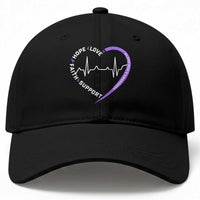 Alzheimers Awareness Heart Heartbeat Purple Ribbon Baseball Cap Hope Love Faith Support