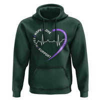 Alzheimers Awareness Heart Heartbeat Purple Ribbon Hoodie Hope Love Faith Support