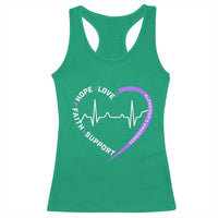 Alzheimers Awareness Heart Heartbeat Purple Ribbon Racerback Tank Top Hope Love Faith Support