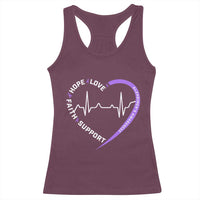 Alzheimers Awareness Heart Heartbeat Purple Ribbon Racerback Tank Top Hope Love Faith Support
