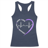 Alzheimers Awareness Heart Heartbeat Purple Ribbon Racerback Tank Top Hope Love Faith Support