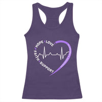 Alzheimers Awareness Heart Heartbeat Purple Ribbon Racerback Tank Top Hope Love Faith Support
