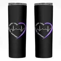Alzheimers Awareness Heart Heartbeat Purple Ribbon Skinny Tumbler Hope Love Faith Support