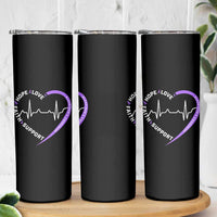 Alzheimers Awareness Heart Heartbeat Purple Ribbon Skinny Tumbler Hope Love Faith Support