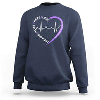 Alzheimers Awareness Heart Heartbeat Purple Ribbon Sweatshirt Hope Love Faith Support