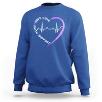 Alzheimers Awareness Heart Heartbeat Purple Ribbon Sweatshirt Hope Love Faith Support
